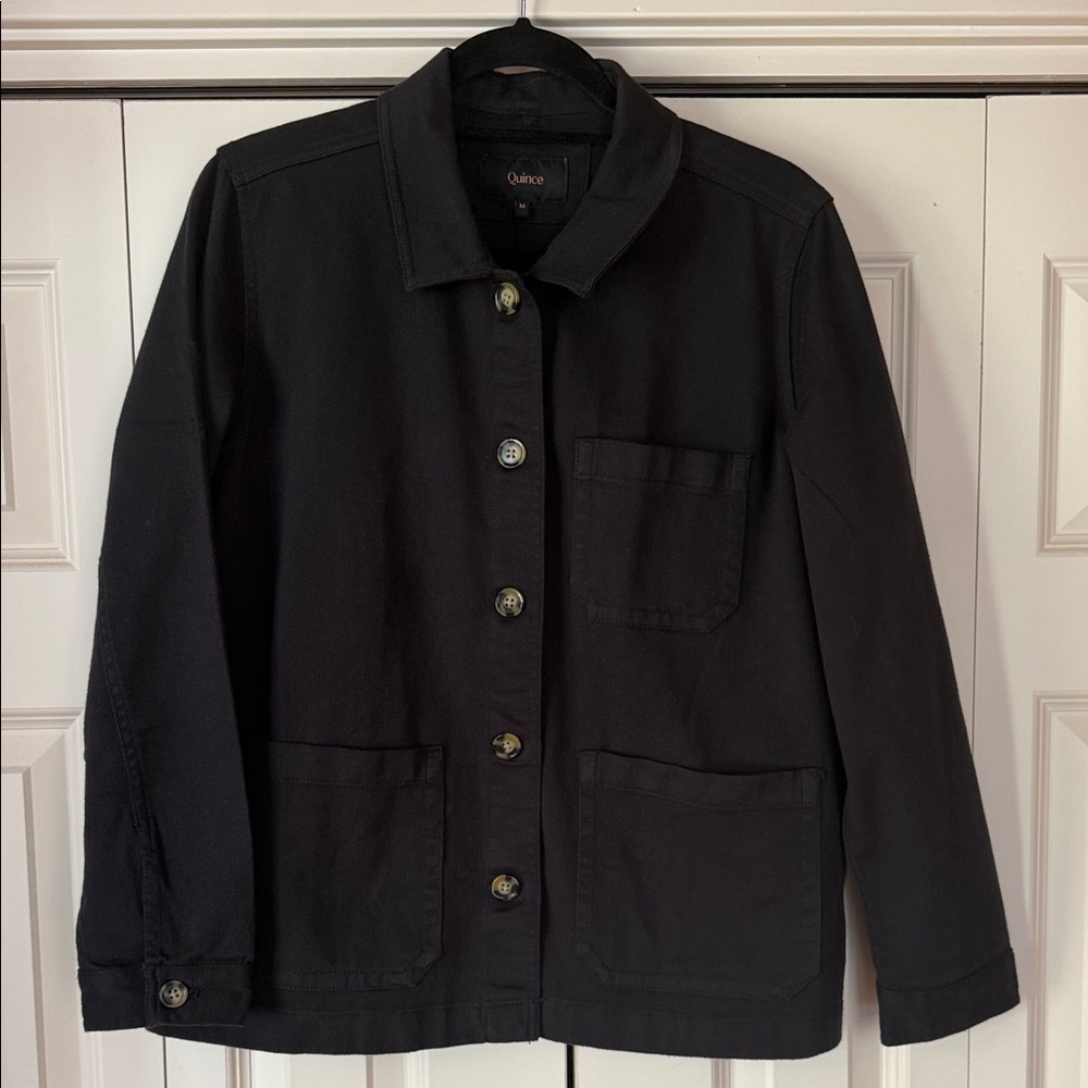 Quince Black Utility Jacket with Patch Pockets